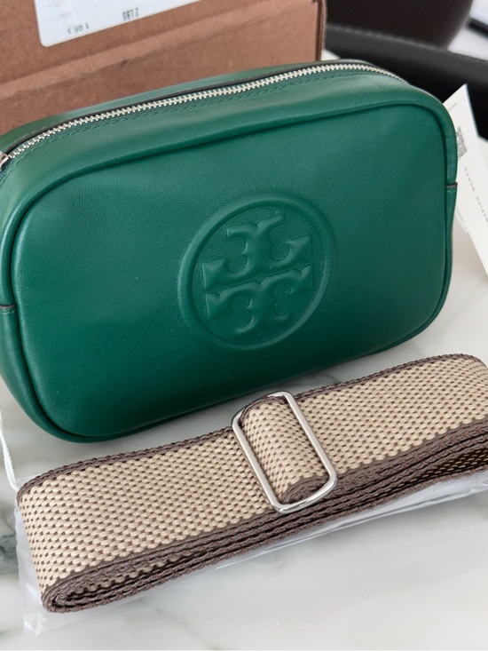Tory Burch Handbags - Tory Burch Teal Green Embossed Logo Wristlet